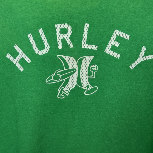 Hurley Large Bright Green Logo Mens Graphic Short Sleeve Tee Shirt - Picture 3 of 8